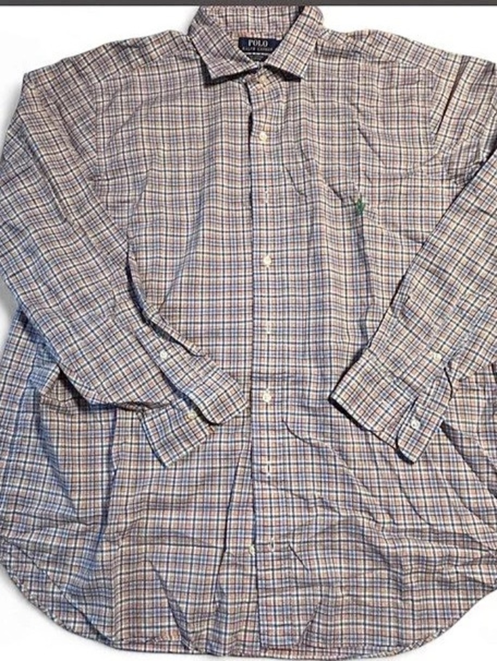 Polo Ralph Lauren Plaid Cotton Shirt in Blue & Orange 1XB Like New